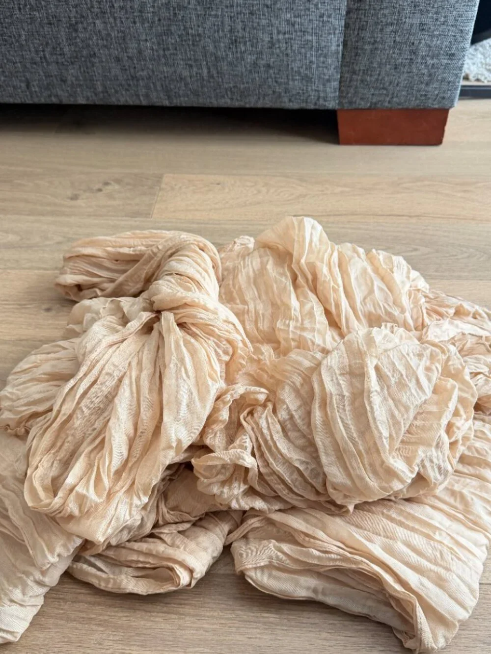 set of eight beige cheesecloth table runners 20x120 inch